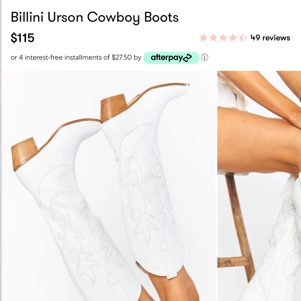 White Billini Urson Cowboy Boots